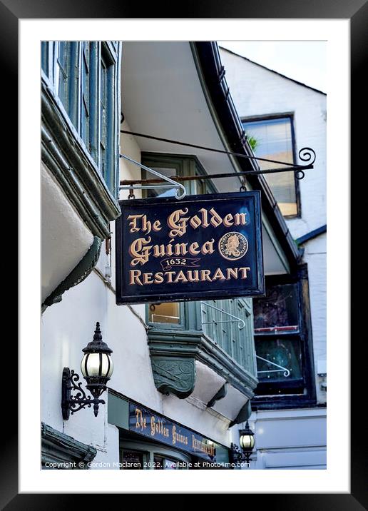 The Golden Guinea Restaurant, Looe, Cornwall Framed Mounted Print by Gordon Maclaren