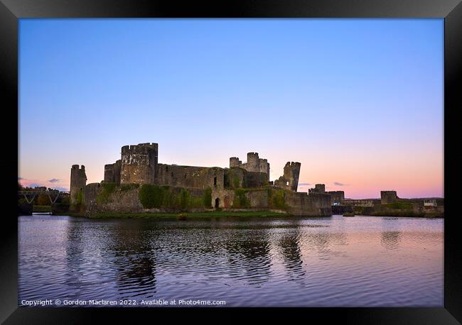Sunset, Caerphilly Castle, South Wales Framed Print by Gordon Maclaren