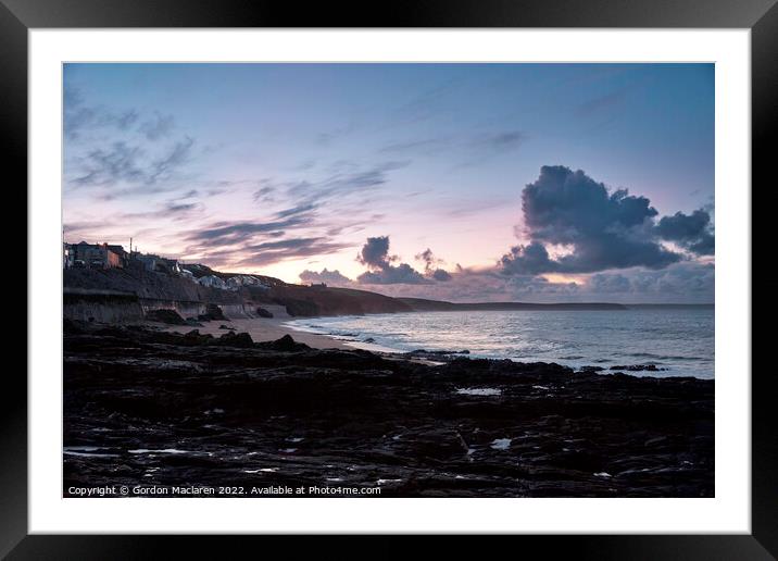 Beautiful Cornish Sunrise, Porthleven Bay Framed Mounted Print by Gordon Maclaren