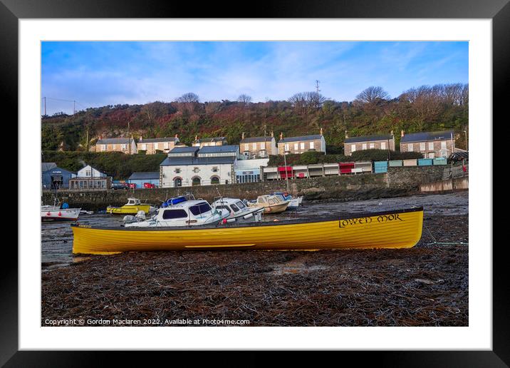 Cornish Gig Boat, Porthleven Harbour Framed Mounted Print by Gordon Maclaren