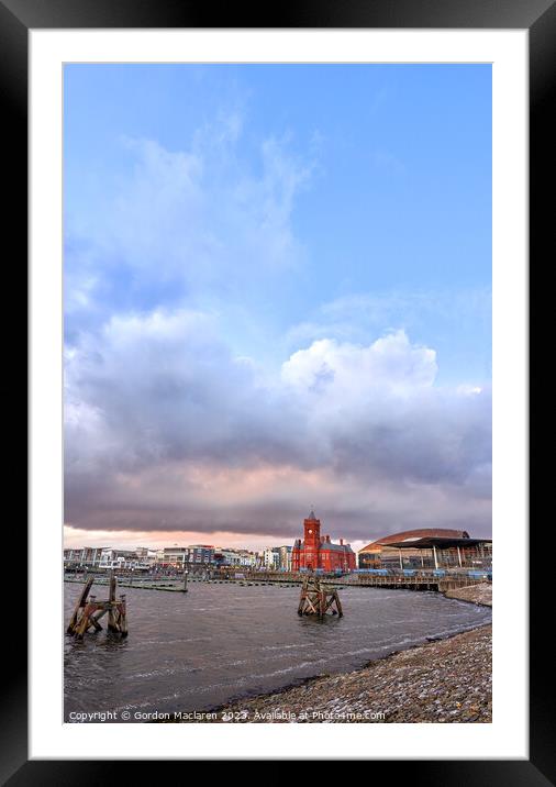 Winter Sunset over Cardiff Bay Framed Mounted Print by Gordon Maclaren