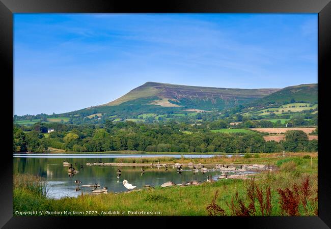 Llangorse Lake, Mynnydd Troed And Mynydd Llangorse Framed Print by Gordon Maclaren