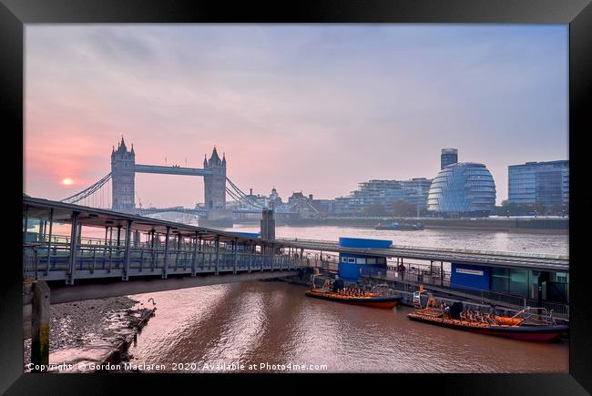 Tower Bridge at dawn Framed Print by Gordon Maclaren