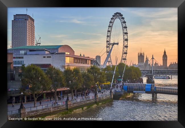 Sunset over Icons of London Framed Print by Gordon Maclaren