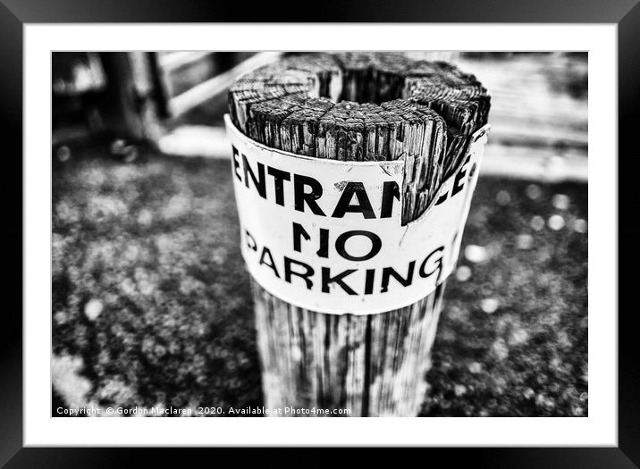 No Parking Framed Mounted Print by Gordon Maclaren