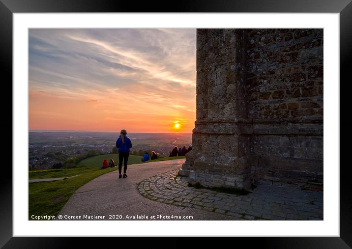 Watching the Glastonbury Sunset Framed Mounted Print by Gordon Maclaren