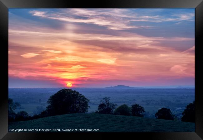 Sunset Over Somerset Framed Print by Gordon Maclaren