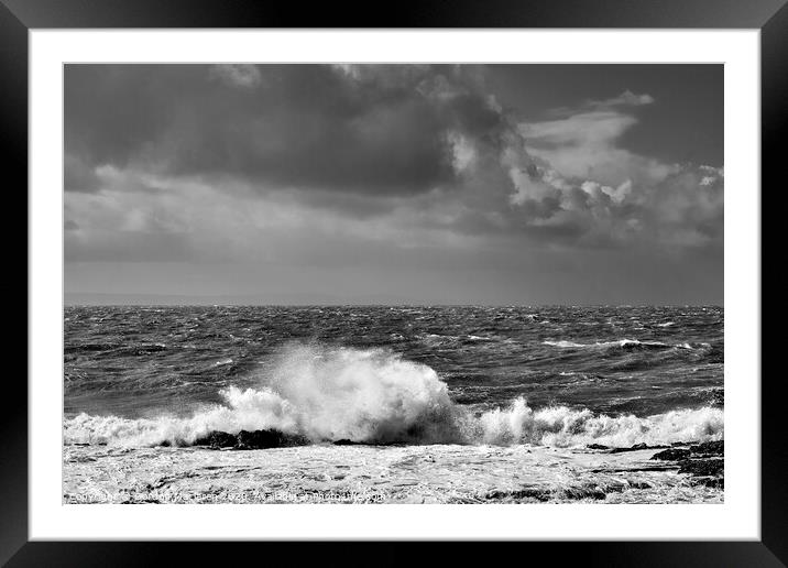 Waves crashing against the rocks Framed Mounted Print by Gordon Maclaren
