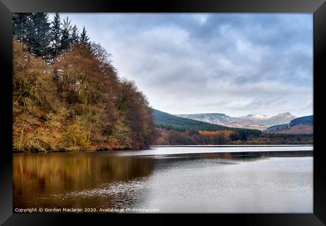 The first snows of winter on Pen y Fan & Corn Du  Framed Print by Gordon Maclaren