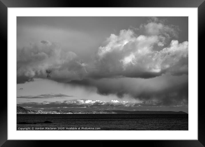 B+W Cloud formation over Whitsand Bay, Looe, Cornwall Framed Mounted Print by Gordon Maclaren