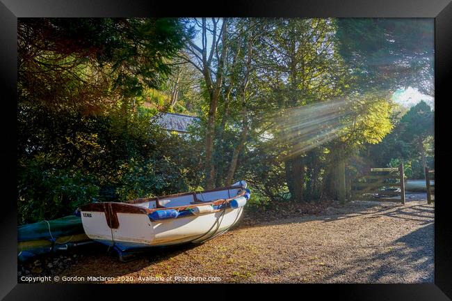 Boat in the Sunshine, Helford, Cornwall Framed Print by Gordon Maclaren