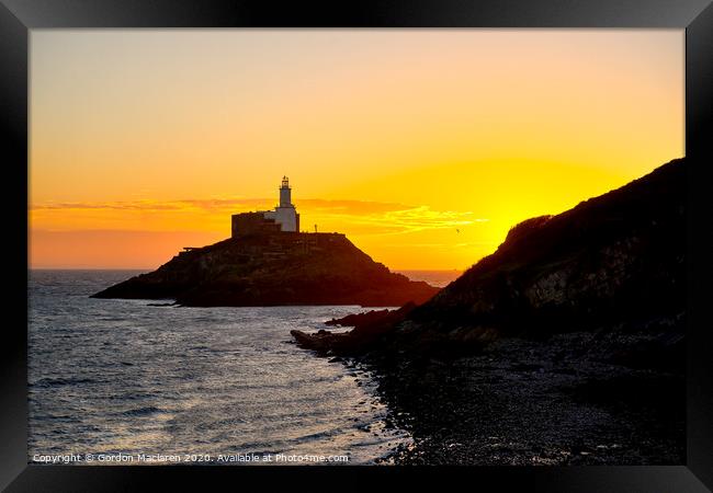 Sunrise Mumbles Lighthouse Framed Print by Gordon Maclaren