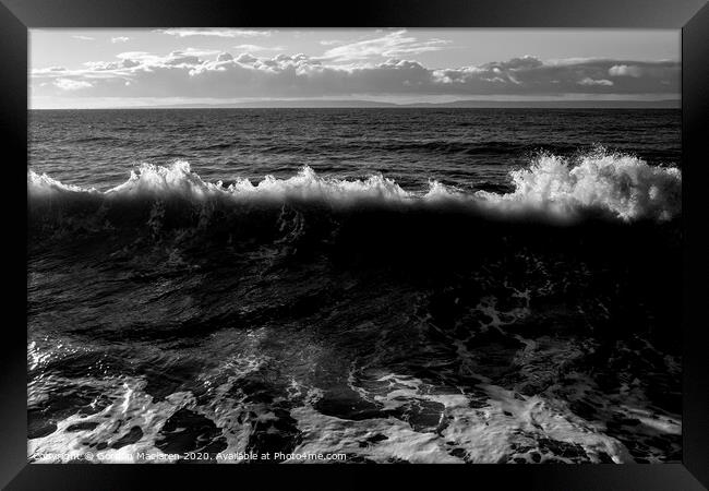 Wave in Black and White Framed Print by Gordon Maclaren