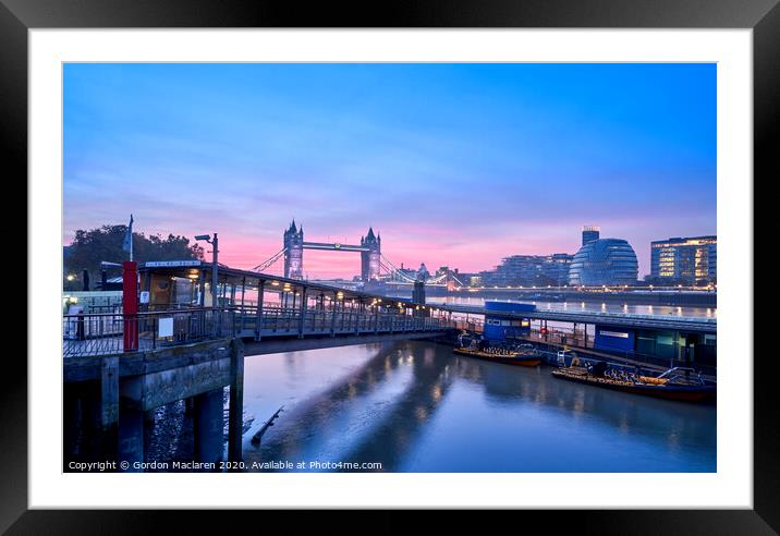 Tower Bridge London at Sunrise Framed Mounted Print by Gordon Maclaren