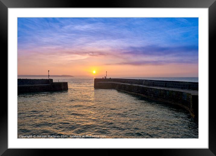 Cornish Sunrise , Charlestown Harbour Framed Mounted Print by Gordon Maclaren