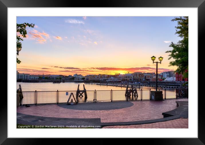 Sunset over Cardiff Bay Framed Mounted Print by Gordon Maclaren