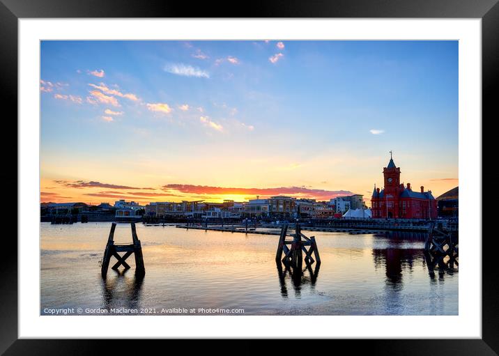 Beautiful Cardiff Bay Sunset Framed Mounted Print by Gordon Maclaren