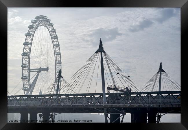 London Eye & The Golden Jubilee Bridge Framed Print by Gordon Maclaren