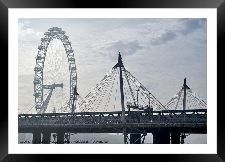 London Eye & The Golden Jubilee Bridge Framed Mounted Print by Gordon Maclaren