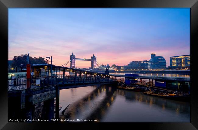 London's Tower Bridge at Sunrise Framed Print by Gordon Maclaren