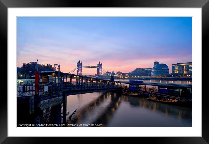 London's Tower Bridge at Sunrise Framed Mounted Print by Gordon Maclaren