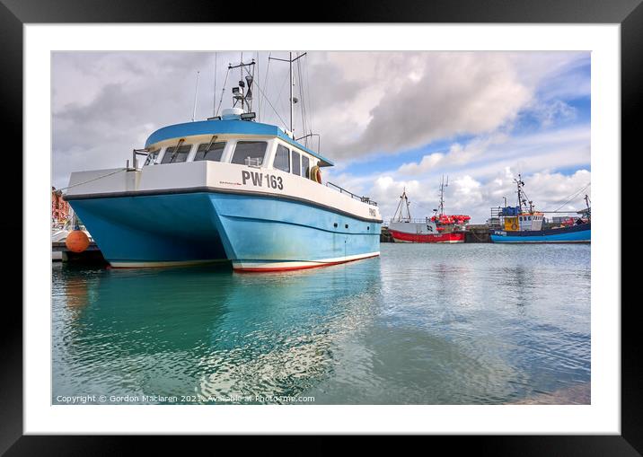 Fishing Boats moored in Padstow Harbour Framed Mounted Print by Gordon Maclaren