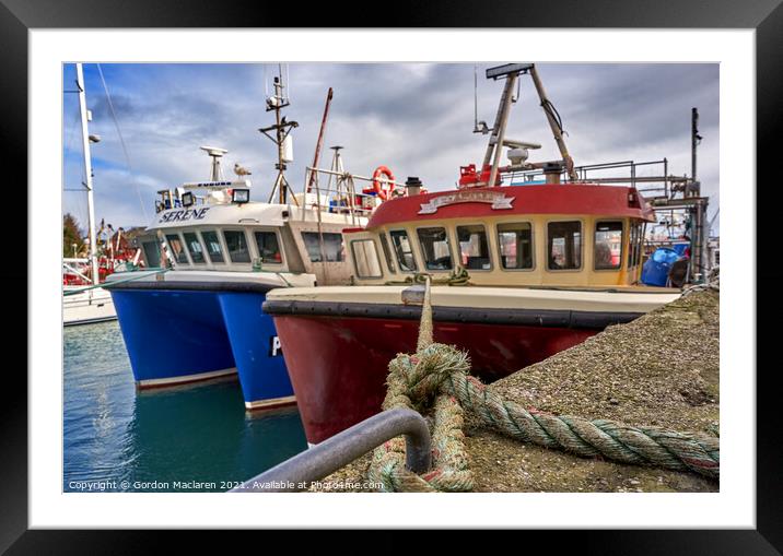 Boats moored in Padstow Harbour Cornwall Framed Mounted Print by Gordon Maclaren