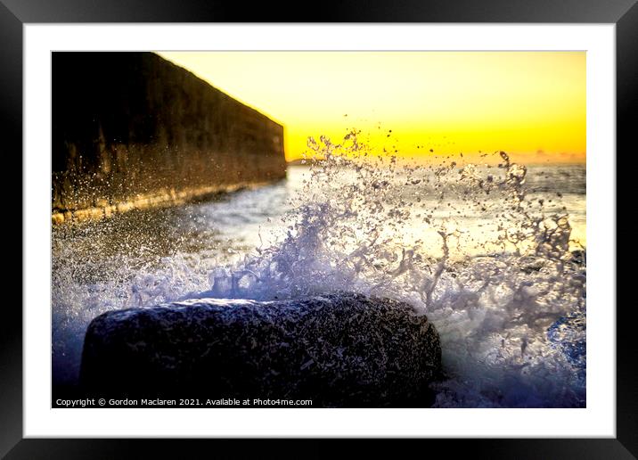 Crashing waves Charlestown Cornwall as the winter  Framed Mounted Print by Gordon Maclaren