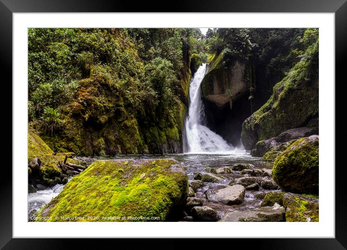 Costa Rica Waterfall Framed Mounted Print by Marco Diaz