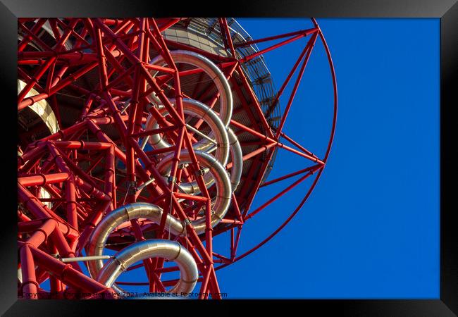 View up to the observation deck of the Orbit Tower, London Framed Print by Christina Hemsley