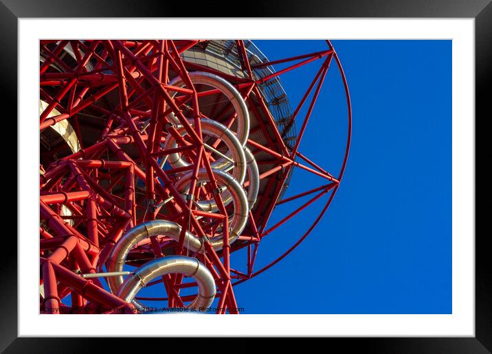 View up to the observation deck of the Orbit Tower, London Framed Mounted Print by Christina Hemsley