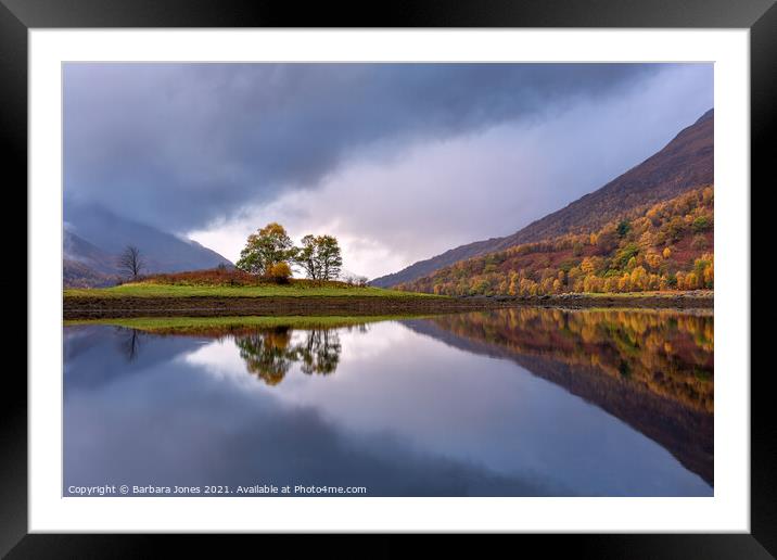 Loch Leven Reflections in Autumn Scotland Framed Mounted Print by Barbara Jones