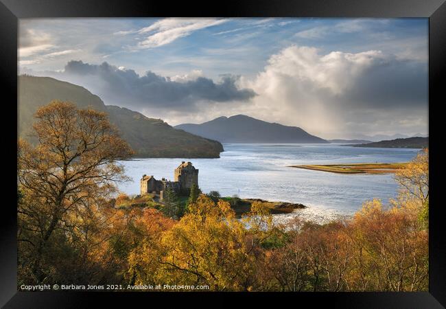 Eilean Donan Castle in Autumn Loch Duich Scotland Framed Print by Barbara Jones