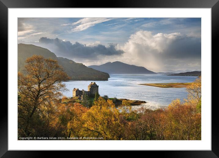 Eilean Donan Castle in Autumn Loch Duich Scotland Framed Mounted Print by Barbara Jones