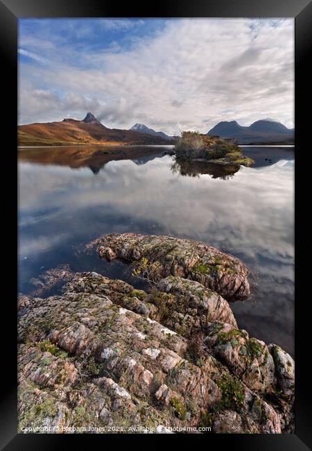 Loch Bad a Ghaill and  Inverpolly Hills Scotland Framed Print by Barbara Jones