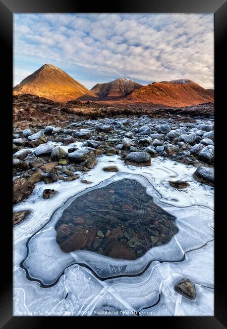 Red Cuillin  Ice Pool Sligachan  Skye Scotland Framed Print by Barbara Jones