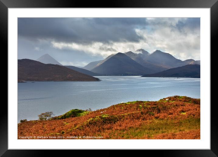 Cuillins of Skye from North Fearns Raasay Scotland Framed Mounted Print by Barbara Jones