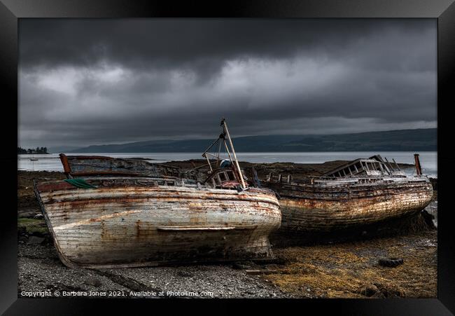 Abandoned Boats at Salen Isle of Mull Scotland Framed Print by Barbara Jones