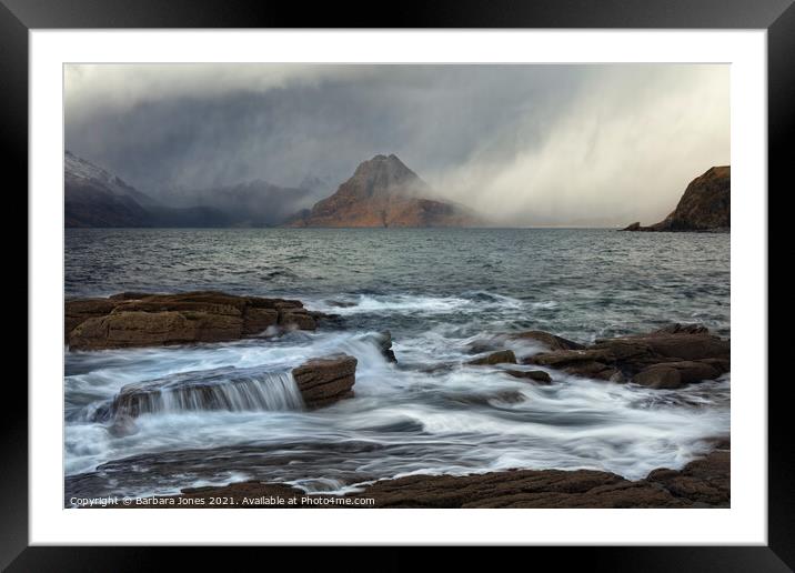 Hail Showers  Elgol Isle of Skye Scotland Framed Mounted Print by Barbara Jones