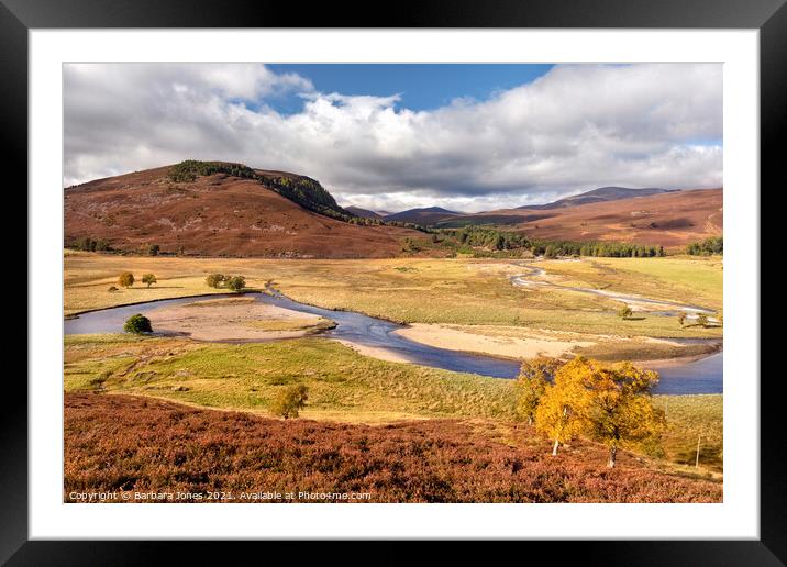 Linn of Dee in Autumn Cairngorms NP Scotland. Framed Mounted Print by Barbara Jones