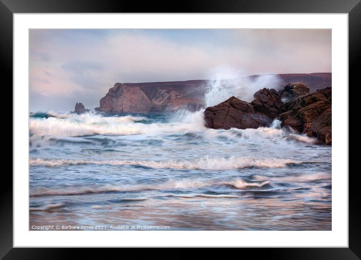 Durness Sango Sands Waves NC500  Scotland Framed Mounted Print by Barbara Jones