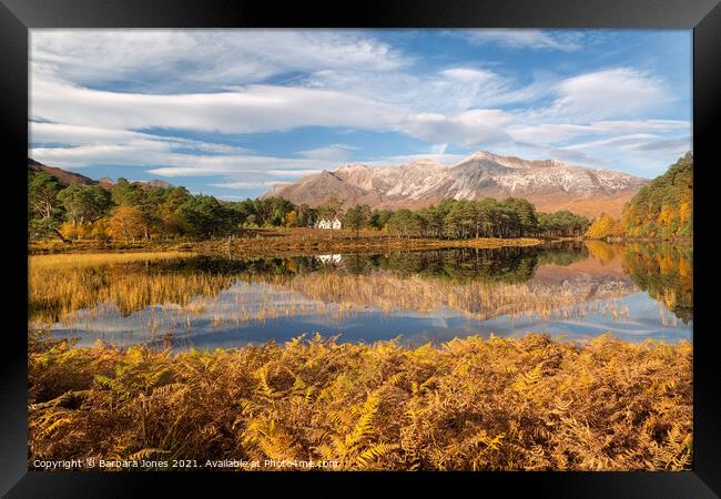 Beinn Eighe Loch Coulin in Autumn Torridon Scotlan Framed Print by Barbara Jones