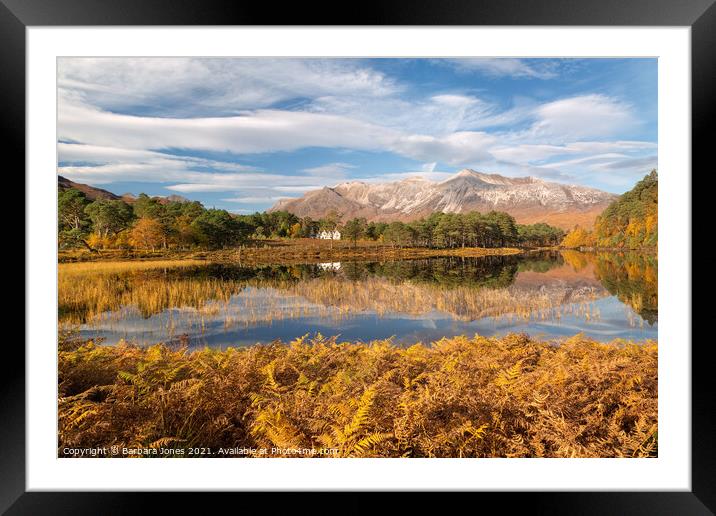 Beinn Eighe Loch Coulin in Autumn Torridon Scotlan Framed Mounted Print by Barbara Jones