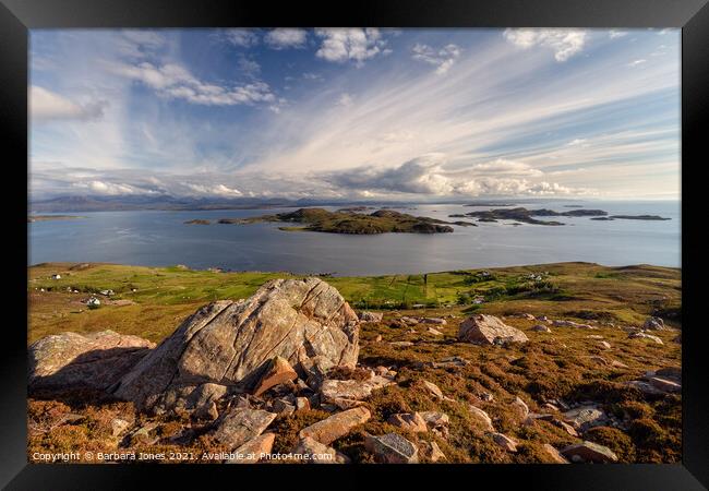 Summer Isles from Hill of the Fairies Scotland Framed Print by Barbara Jones