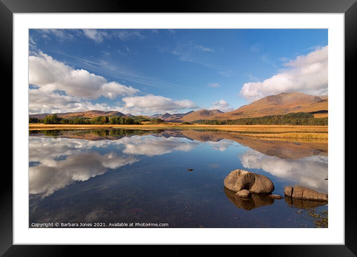 Loch Tulla Reflection in Autumn Scotland Framed Mounted Print by Barbara Jones