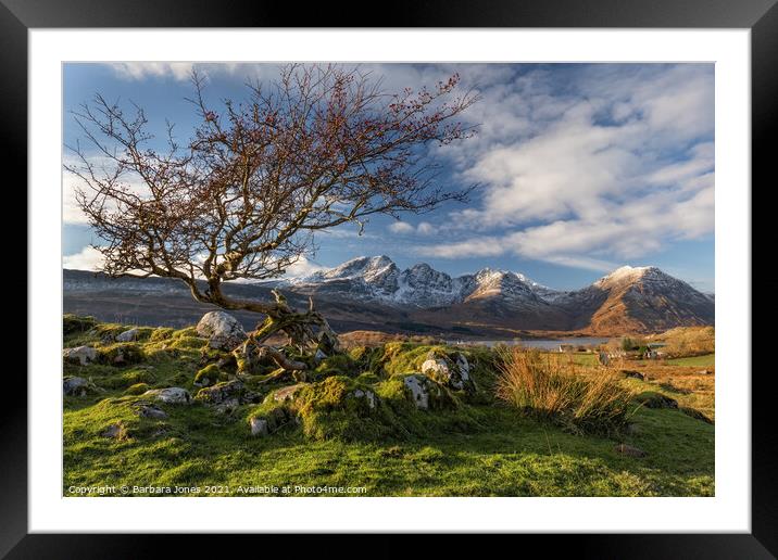 Torrin and Blaven Early Winter Skye Scotland Framed Mounted Print by Barbara Jones