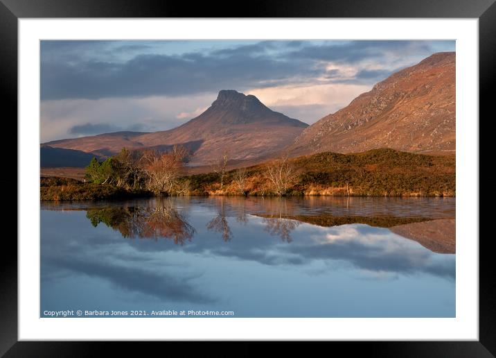 Stac Pollaidh Loch Cul Dromannan  Assynt Scotland Framed Mounted Print by Barbara Jones
