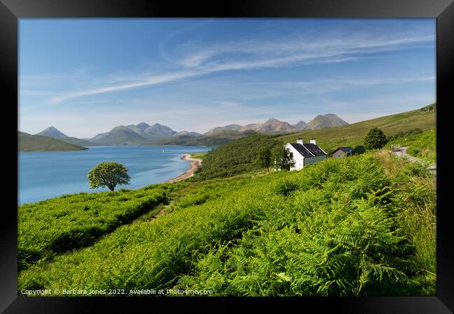 The Skye Cuillin from North Fearns, Raasay   Framed Print by Barbara Jones