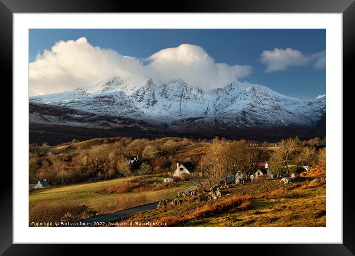 Torrin and Blaven in Winter, Isle of Skye Scotland Framed Mounted Print by Barbara Jones