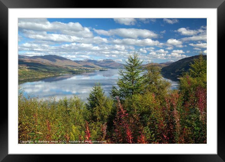 Loch Carron Autumn Colours Scotland. Framed Mounted Print by Barbara Jones